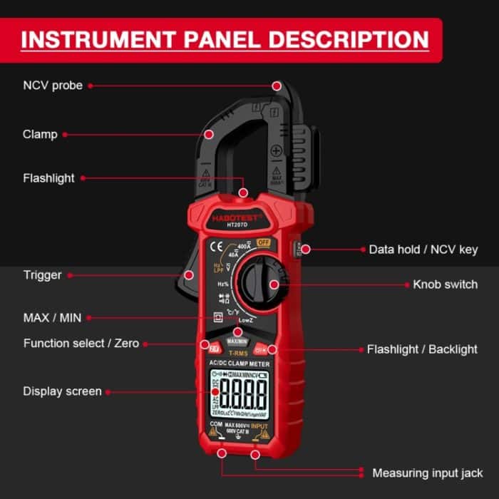 HABOTEST HT207D Multifunktionales digitales Zangenmultimeter – Bild 7