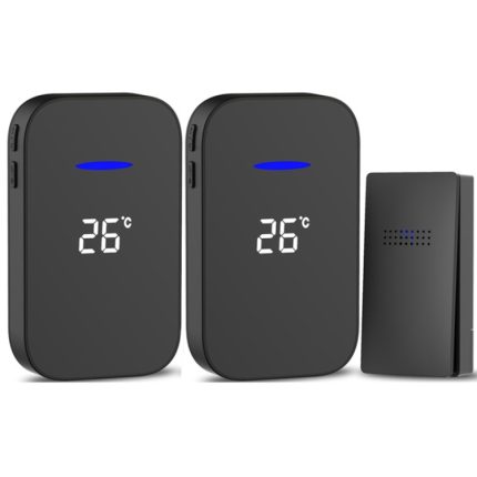 C302B One to Two Home Drahtlose Türklingel Temperatur Digitalanzeige Fernbedienung Älterer Pager, US Plug, EU Plug, UK Plug