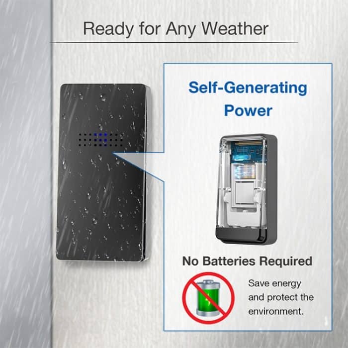 C303B One-to-One Home Drahtlose Türklingel Temperatur Digitalanzeige Fernbedienung Älterer Pager, US Plug, EU Plug – Bild 3