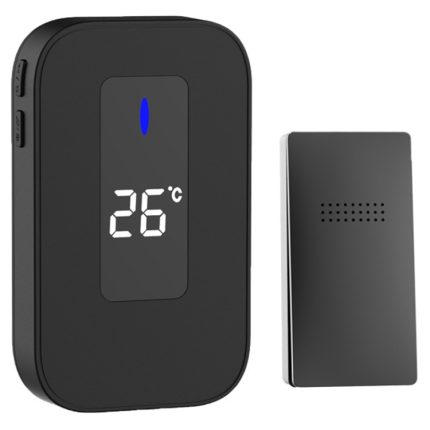 C303B One-to-One Home Drahtlose Türklingel Temperatur Digitalanzeige Fernbedienung Älterer Pager, UK Plug