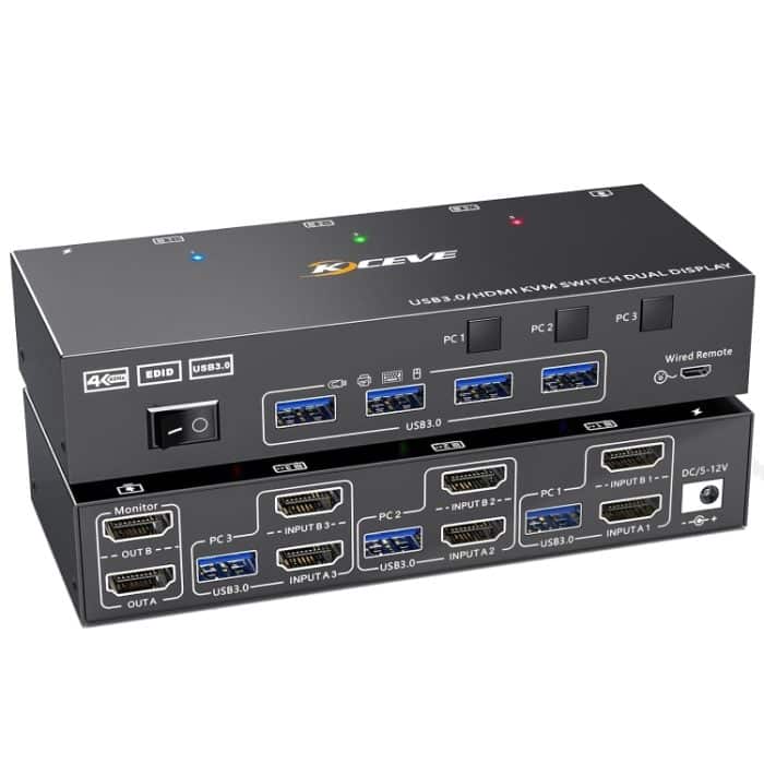 EDA0059215.jpg KC-KVM302AS 4K 60Hz USB3.0 / HDMI Dual Monitors KVM-Switch – Bild 1