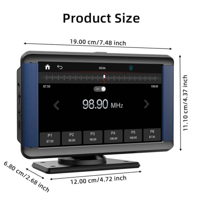 B300R 7 Zoll tragbarer Auto-MP5-Player, integrierter Fahrrekorder, unterstützt CarPlay / Android Auto, B300R – Bild 2