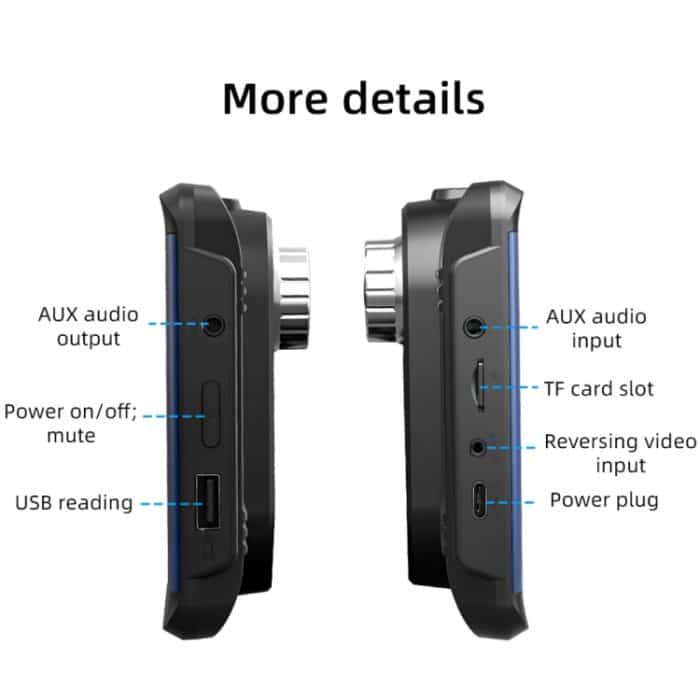 B300R 7 Zoll tragbarer Auto-MP5-Player, integrierter Fahrrekorder, unterstützt CarPlay / Android Auto, B300R – Bild 4