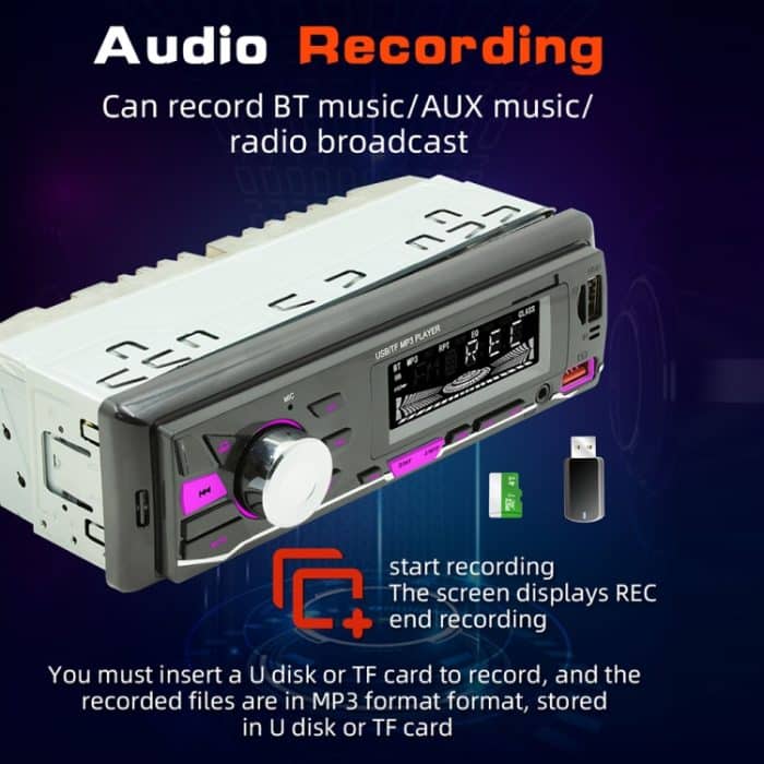 D3162 Auto-MP3-Player mit bunten Lichtern, unterstützt Sprachassistent/FM, D3162 – Bild 7