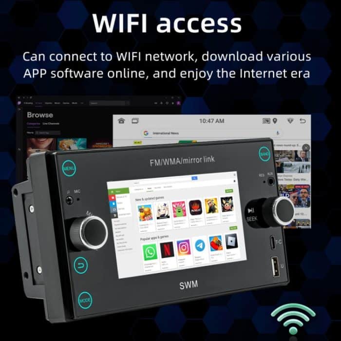 A3121 Android 12 GPS-Navigation Auto-Multimedia-Player, unterstützt iOS CarPlay / Android Auto / Mirrorlink / WiFi, 1GB+32GB, 2GB+32GB, 2GB+64GB – Bild 7