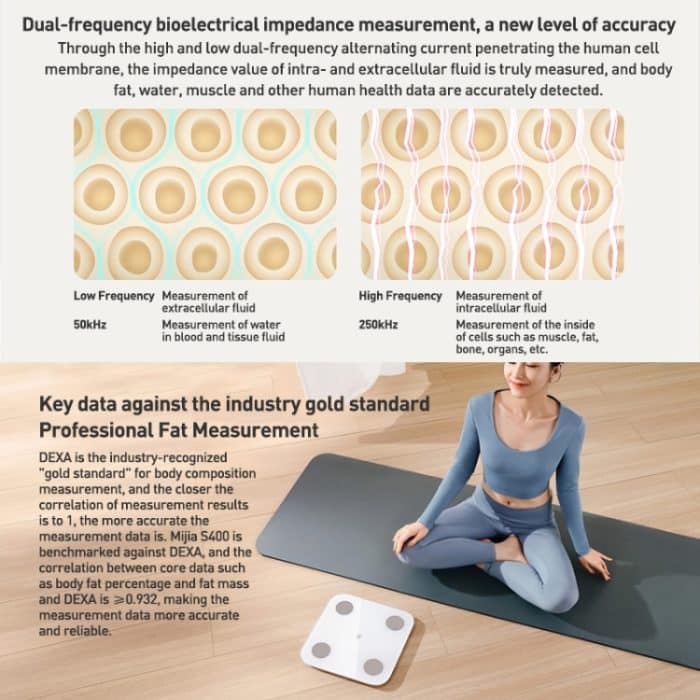 Original Xiaomi Mijia Smart Home Körperfettwaage S400 BT5.0 LED-Anzeige Dual-Frequenz-Messung, Body Fat Scale S400 – Bild 3