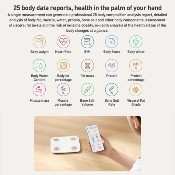 Original Xiaomi Mijia Smart Home Körperfettwaage S400 BT5.0 LED-Anzeige Dual-Frequenz-Messung, Body Fat Scale S400 – Bild 4
