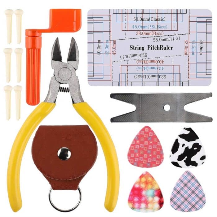 Gitarrenreparatur-Werkzeugsatz Feilenschlüssel Akkordschnitt und Wicklerbünde Polieren – Bild 4