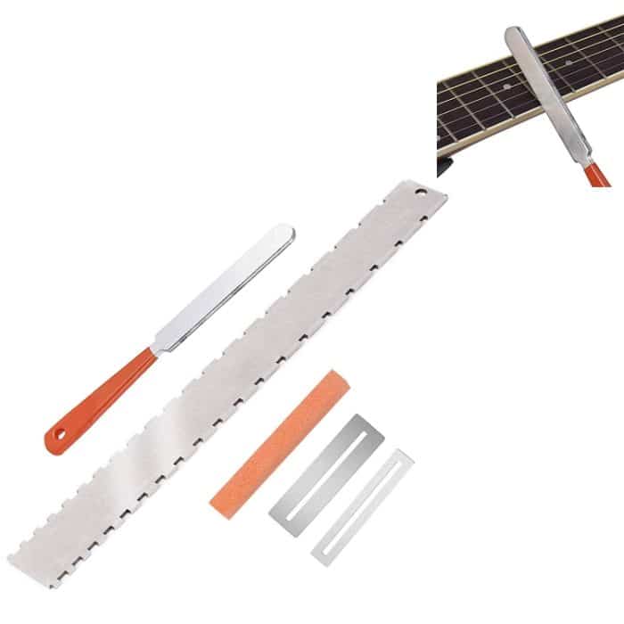 Gitarrenhals Messlineal Gitarrenschärfdatei Gitarrenhals Kerbe Lineal Bund Polierpad – Bild 1