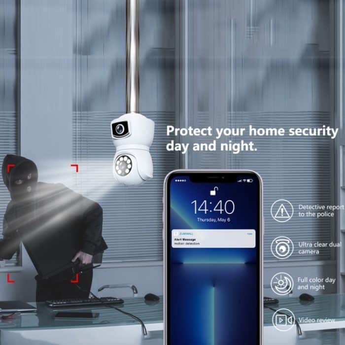 DP41 Bulb-Typ-Smart-Kamera mit zwei Objektiven und Bewegungsverfolgung, unterstützt Sprach-Gegensprechanlage, DP41 (White), DP41 (Black) – Bild 6