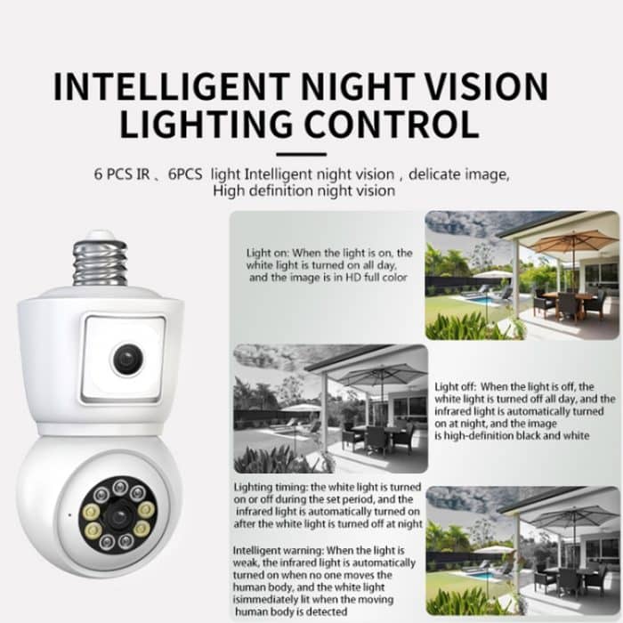 Die DP44-Glühbirnen-Bewegungsverfolgungs-Smart-Kamera mit Nachtsicht unterstützt die Sprachgegensprechanlage, DP44 – Bild 4