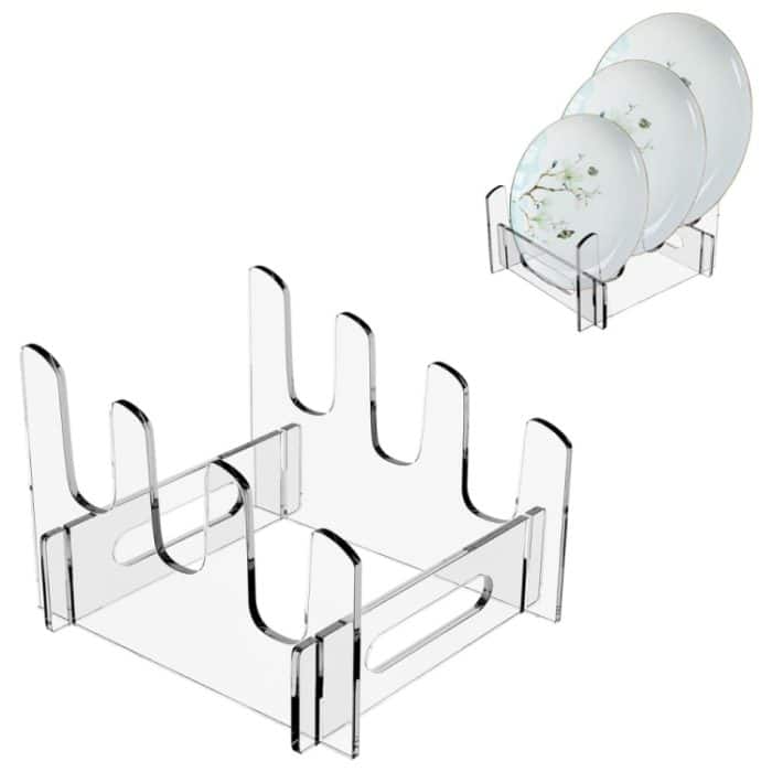 Abnehmbarer Teller-Aufbewahrungsständer aus Acryl mit mehrschichtigem Abtropfgestell, 16.5 x 15.3 x 11.5cm, 21.6 x 15.3 x 12.5cm, 26.7 x 15.3 x 14cm – Bild 1
