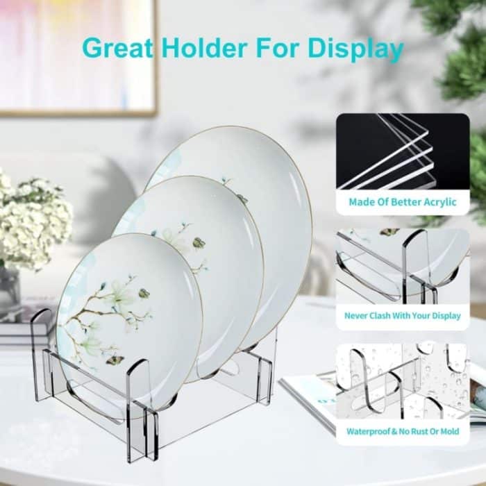 Abnehmbarer Teller-Aufbewahrungsständer aus Acryl mit mehrschichtigem Abtropfgestell, 16.5 x 15.3 x 11.5cm, 21.6 x 15.3 x 12.5cm, 26.7 x 15.3 x 14cm – Bild 5