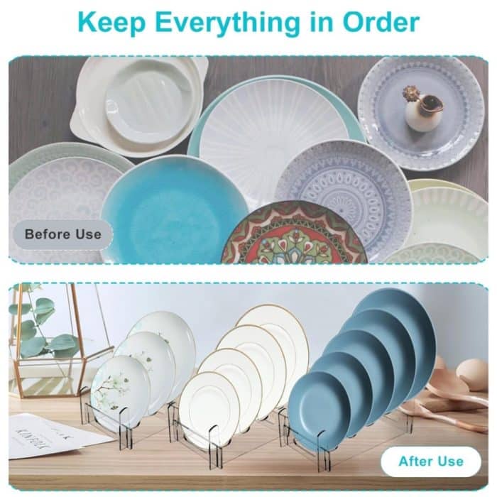 Abnehmbarer Teller-Aufbewahrungsständer aus Acryl mit mehrschichtigem Abtropfgestell, 16.5 x 15.3 x 11.5cm, 21.6 x 15.3 x 12.5cm, 26.7 x 15.3 x 14cm – Bild 7