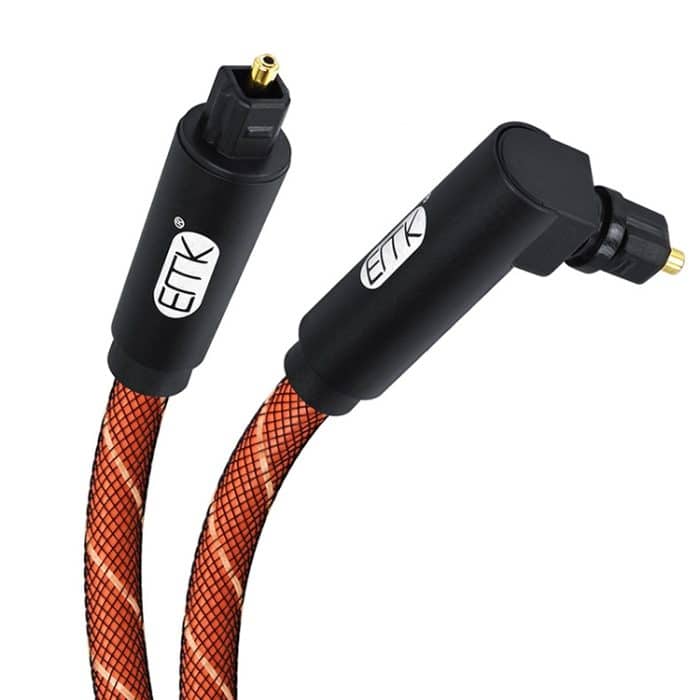 EMK 90 Grad drehbar, verstellbar, rechtwinklig, 360 Grad drehbar, optisches Audiokabel aus Pulg-Nylongewebe, 50cm(Orange), 1m(Orange), 1.5m(Orange), 2m(Orange), 3m(Orange), 5m(Orange) – Bild 2