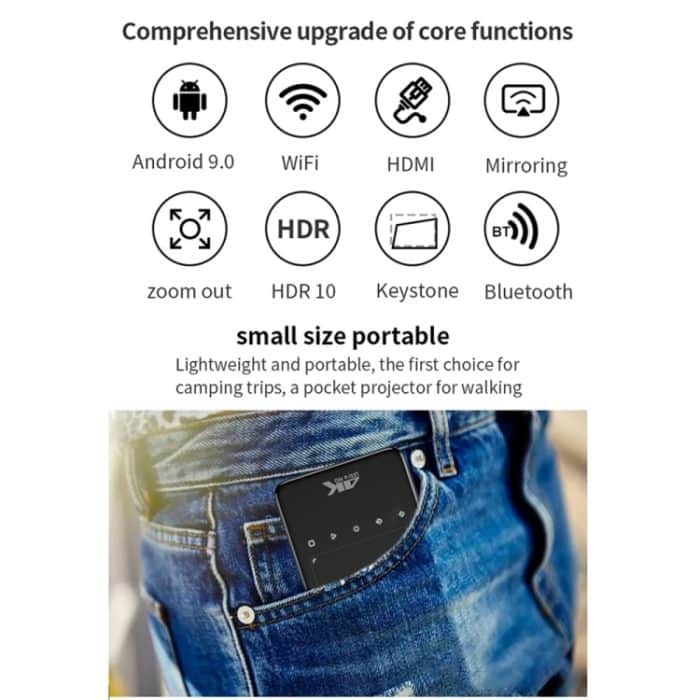 90 DLP Android 9.0 2 GB + 32 GB 4K Mini WiFi Smart Projektor, EU Plug, US Plug, UK Plug, AU Plug – Bild 2