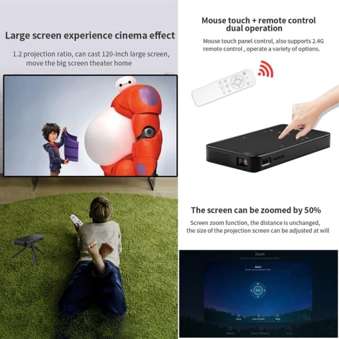 90 DLP Android 9.0 2 GB + 32 GB 4K Mini WiFi Smart Projektor, EU Plug, US Plug, UK Plug, AU Plug – Bild 6