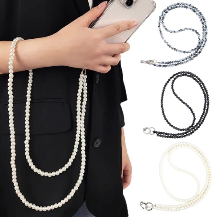 Handy-Anti-Verlust-Tintenwasch-Umhängetasche mit langer Perlenkette – Bild 3