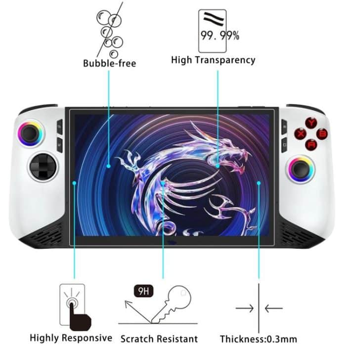 9H 0,3 mm explosionsgeschützte gehärtete Glasfolie, For MSI Claw 8 AI+, For MSI Claw 7 inch Game Console – Bild 3