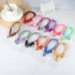 Dopaminfarbenes, rundes, gedrehtes Seil mit Perlen, kurzes Schlüsselband – Bild 2