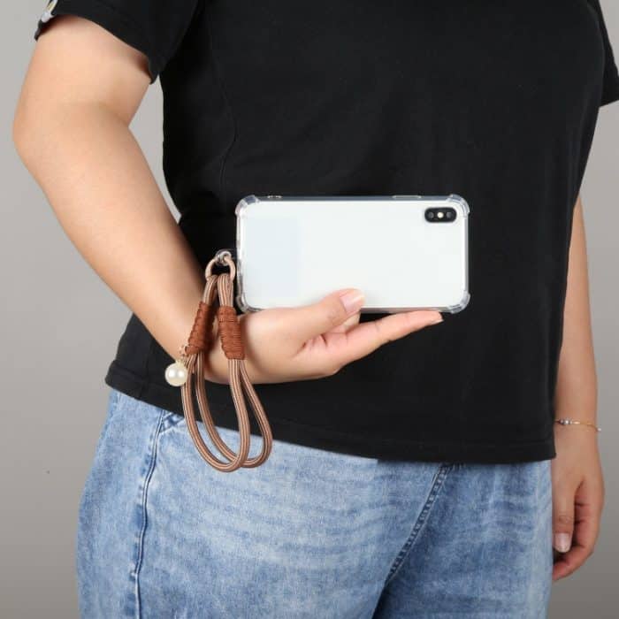 Dopaminfarbenes, rundes, gedrehtes Seil mit Perlen, kurzes Schlüsselband – Bild 5