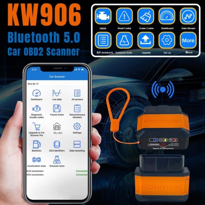KONNWEI KW906 Bluetooth 5.0 Auto-OBD2-Scanner unterstützt Android und iOS, KW906 – Bild 2