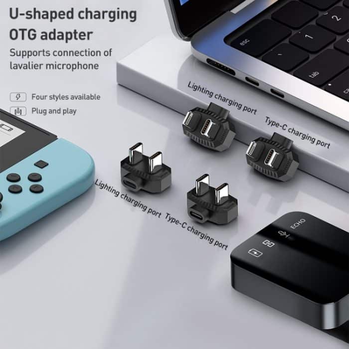 Lavalier-Mikrofon U-förmiger Ladeadapter OTG-Konverter, 8 Pin to USB-C / Type-C + 8 Pin, Type-C to USB-C / Type-C + 8 Pin, 8 Pin to Dual USB-C / Type-C, Type-C to Dual USB-C / Type-C – Bild 2