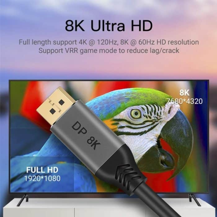 DisplayPort 1.4 Stecker auf Stecker 8K HDR 60Hz 32,4 Gbit/s Verbindungskabel, 2m, 3m, 5m – Bild 5