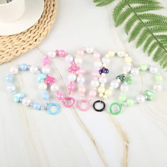 Laser Pearl Heart Bead Chain Anti-Verlust-Kurzes Schlüsselband – Bild 4