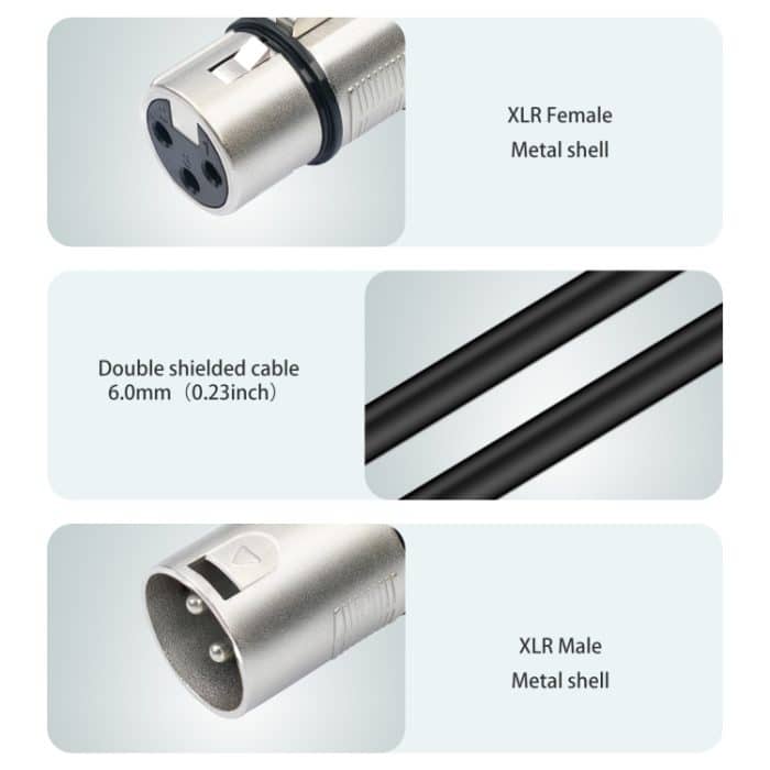 2055YMFF-05 XLR 3-poliger Stecker auf zwei Buchsen, Audiokabel, Länge: 50 cm – Bild 6