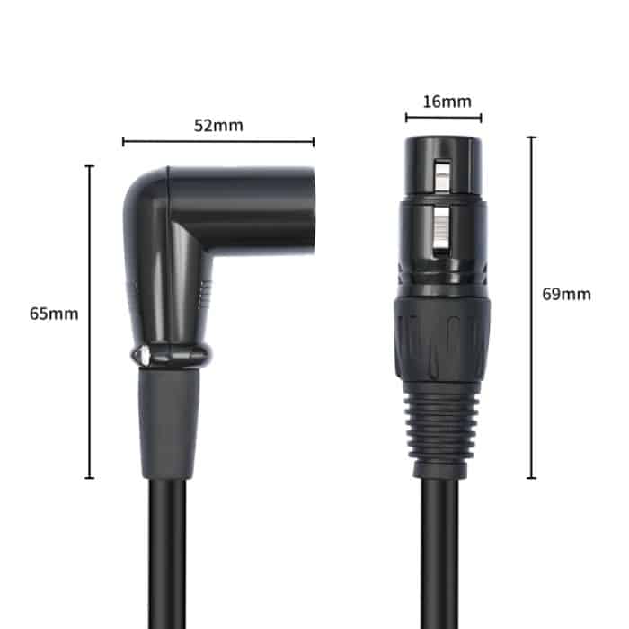 XK042L XLR 3-poliges Audiokabel, gerade Buchse auf abgewinkelten Stecker, 0.3m, 1m, 2m, 3m, 5m, 10m – Bild 3