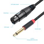 2020Y63 XLR-Buchse auf Dual 6,35 mm 1/4 TRS-Stecker Y-Typ Audiokabel, 1m, 2m, 3m – Bild 5
