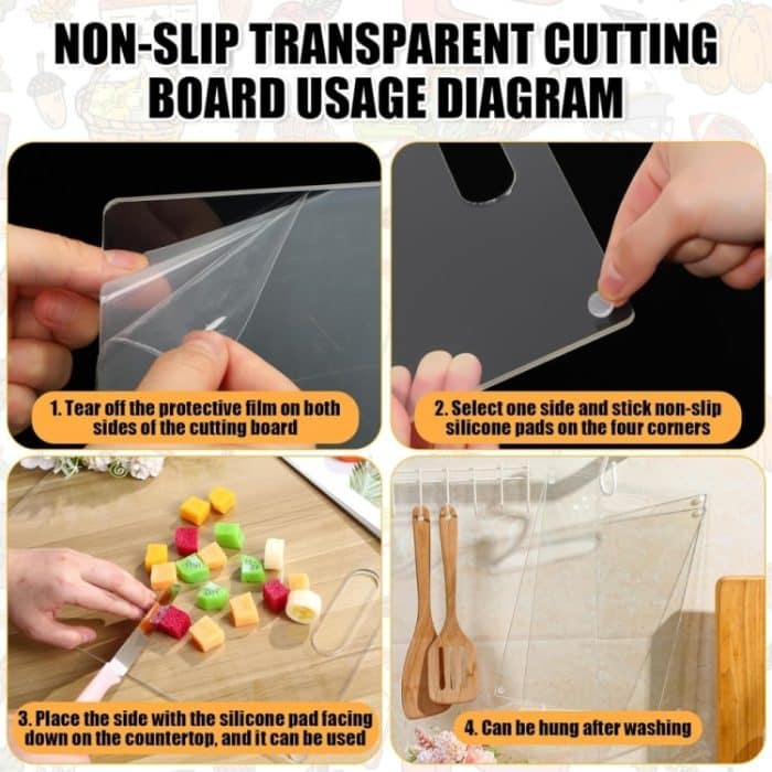 YX111 Schneidebrett aus Acryl für Obst und Gemüse mit Anti-Rutsch-Pad – Bild 3