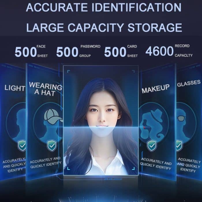 Realand F100 4,3 Zoll kapazitives Touchscreen-Fingerabdruck-Karten-Anwesenheitsgerät – Bild 4