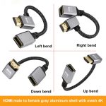 HDMI-Stecker auf Buchse, 4K UHD-Verlängerungskabel, Computer-TV-Adapter, Länge: 20 cm, Upward Bend, Downward Bend, Left Elbow, Right Elbow – Bild 2