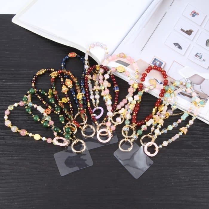 Handy Anti-Verlust Glücksbringer Perlenkette Kurzes Schlüsselband – Bild 3