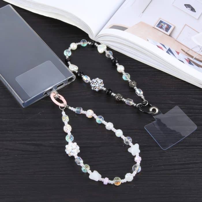 Handy Anti-Verlust Strass Perlenkette Kurzes Schlüsselband – Bild 2