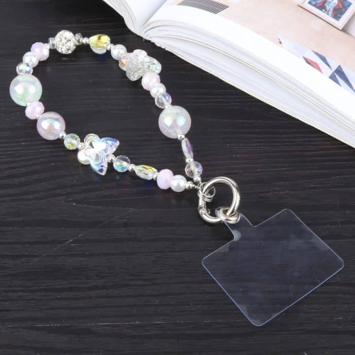 Handy Anti-Verlust Kristall Strass Perlenkette Kurzes Schlüsselband – Bild 2