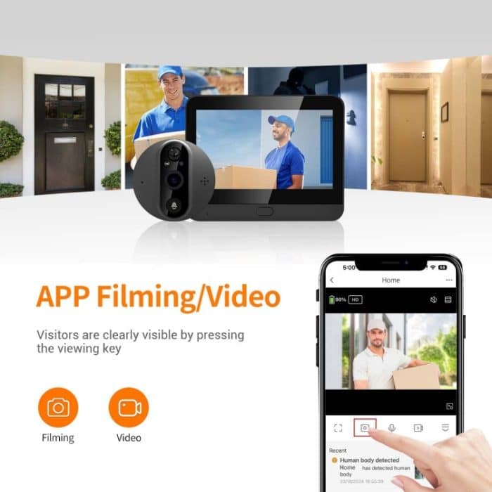 ESCAM C89 1080P 4,3 Zoll intelligenter digitaler Türspion, unterstützt Weitwinkel-PIR und Nachtsichtfoto, C89 – Bild 5