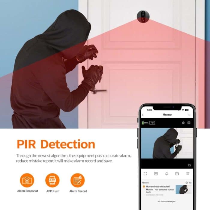 ESCAM C89 1080P 4,3 Zoll intelligenter digitaler Türspion, unterstützt Weitwinkel-PIR und Nachtsichtfoto, C89 – Bild 7