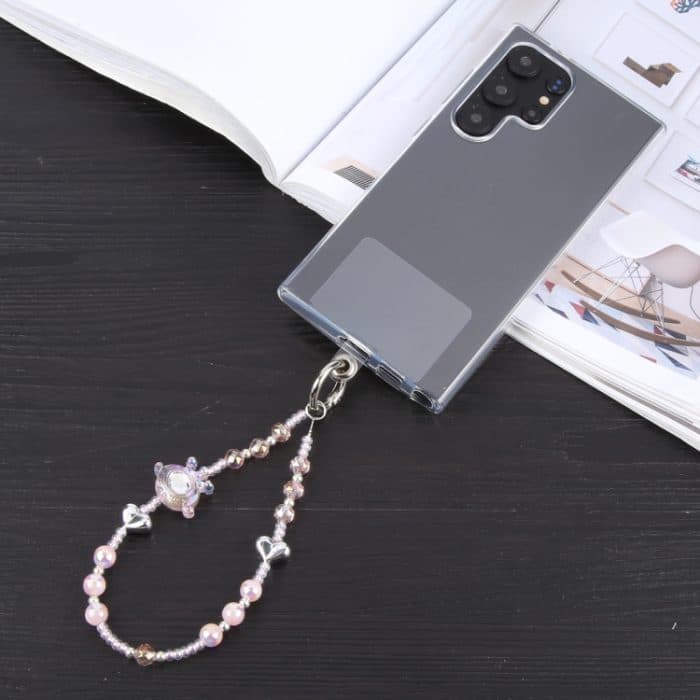 Kurzes Schlüsselband mit Perlenkette und Krone und Herz – Bild 2