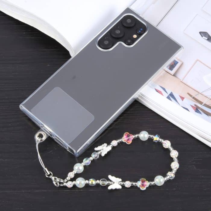 Kurzes Schlüsselband mit Schmetterlingsperlenkette gegen Verlust des Telefons – Bild 2