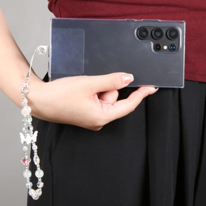 Kurzes Schlüsselband mit Schmetterlingsperlenkette gegen Verlust des Telefons – Bild 5