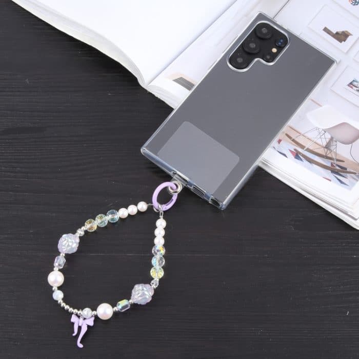 Bowknot Blumen Perlenkette Anti-Verlust Telefon Kurzes Schlüsselband – Bild 2