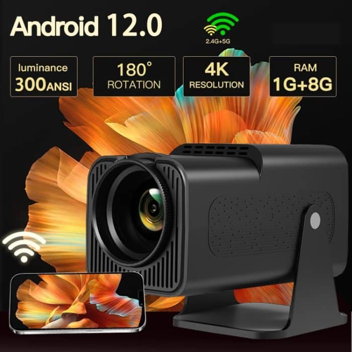 Y6S 4K Android 12.0 Tragbarer Heim-HD-Mini-WLAN-Projektor, US Plug, EU Plug, UK Plug, AU Plug – Bild 3
