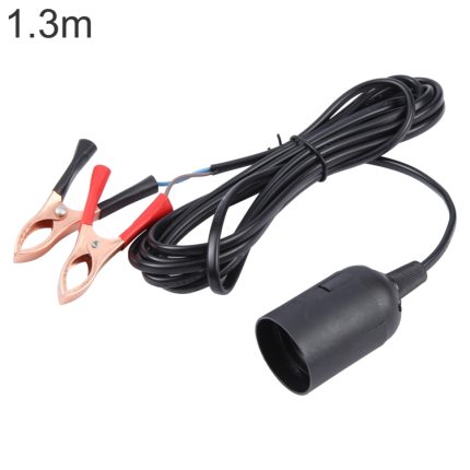 E27 Autobatterie-Ladekabel mit Krokodilklemme zum Scheinwerfer-Anschlusskabel, 1.3m, 2.8m