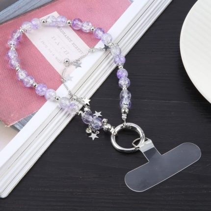 Handy Anti-Verlust-Kette mit kurzen Perlen in schillernder Farbe und Stern