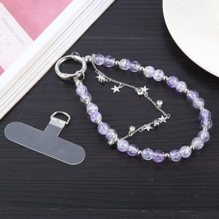 Handy Anti-Verlust-Kette mit kurzen Perlen in schillernder Farbe und Stern – Bild 3