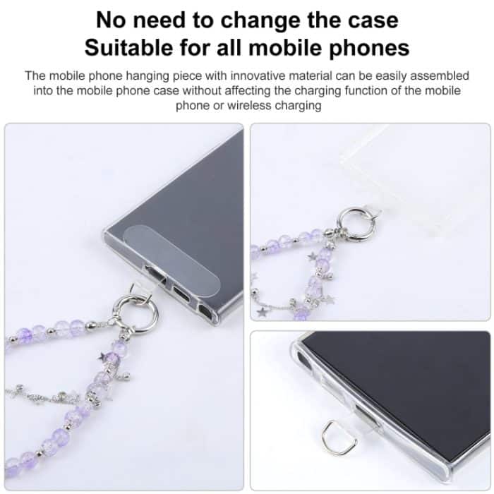 Handy Anti-Verlust-Kette mit kurzen Perlen in schillernder Farbe und Stern – Bild 5