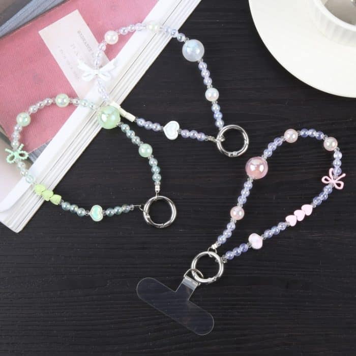 Handy Anti-verloren schillernde bunte Perlen kurze Perlenkette – Bild 2